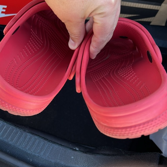 Worn and used Red crocs with gibets on them. As is! Wore them all the time! - Picture 4 of 4